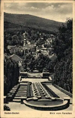 Ak Baden Baden am Schwarzwald, Teilansicht, Blick vom Paradies