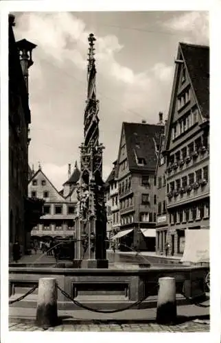 Ak Ulm an der Donau, Fischkasten, Marktplatz, Brunnen