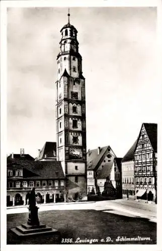 Ak Lauingen an der Donau Schwäbische Alb, Schimmelturm, Fachwerkhaus
