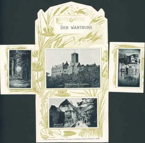 Klapp Ak Lutherstadt Eisenach in Thüringen, Wartburg, Lutherstube, Burghof