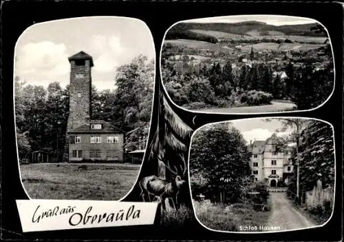 Ak Oberaula in Hessen, Panorama, Schloss Hausen, Turm