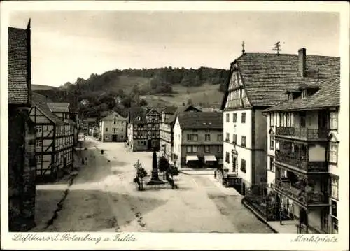 Ak Rotenburg an der Fulda, Marktplatz, Denkmal, Fachwerkhäuser