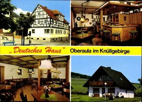 Ak Oberaula in Hessen, Knüllgebirge, Deutsches Haus, Bar, Speiseraum, Fachwerkhaus