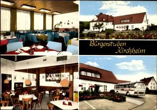 Ak Kirchheim in Hessen, Bürgerstuben, Außenansicht, Reisebus, Speiseräume