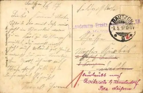 Ak Schmorkau Neukirch Sachsen, Schloss, Mühle, Kirche