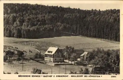 Ak Nikolsdorf Königstein an der Elbe Sächsische Schweiz, Gasthof zum Erbgericht