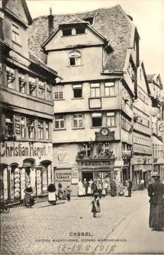 Ak Kassel in Hessen, Untere Marktgasse, Grimms Märchenhaus, Geschäft Christian Herjett