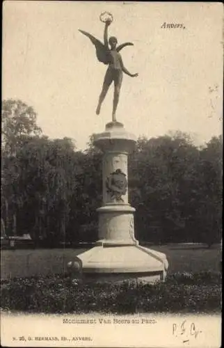 Ak Anvers Antwerpen Flandern, Monument Van Beers au Parc