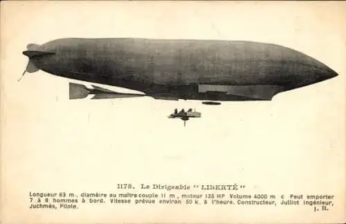 Ak Französisches Luftschiff Liberté