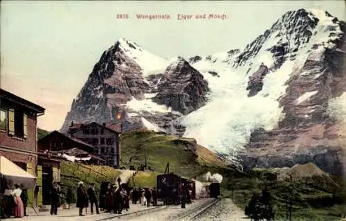 Ak Wengernalp Kanton Bern Schweiz, Eiger und Mönch
