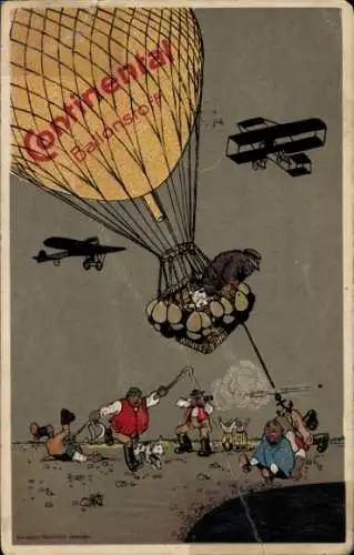 Ak Werbung, Continental-Ballonstoff, Flugzeuge