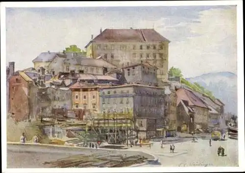 Künstler Ak Weidinger, Linz an der Donau Oberösterreich, Burg
