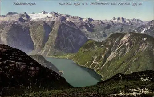 Photochromie Salzkammergut, Dachstein, Hallstättersee vom Sarstein, Nummer 1001