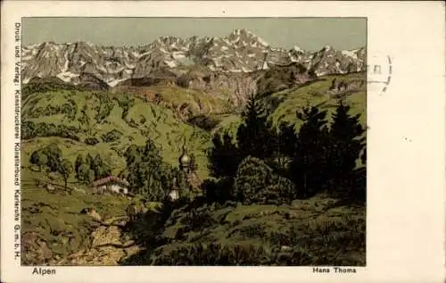 Künstler Litho Thoma, Hans, Alpen, Gebirgslandschaft