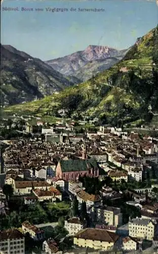 Ak Bozen Bolzano Südtirol, Ort vom Virgl gegen die Sarnerscharte