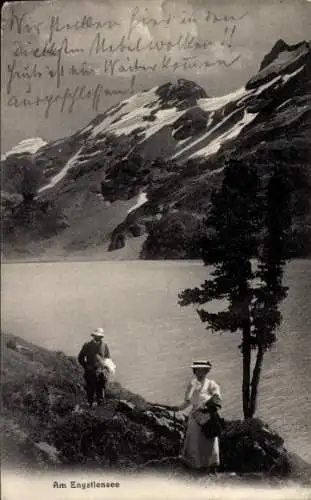 Ak Engelberg Kanton Obwalden Schweiz, Paar am Engstlensee