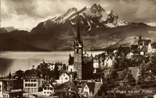 Ak Weggis Kt. Luzern Schweiz, Ort mit Pilatus