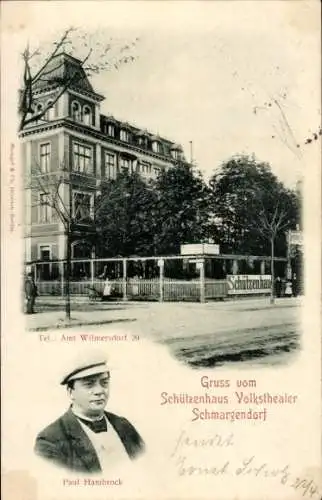 Ak Berlin Wilmersdorf Schmargendorf, Schützenhaus Volkstheater, Paul Hambrock, Portrait