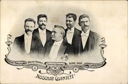 Jugendstil Ak Koschat Quintett, Rudolf Traxler, W. Fournes, Clemens Fochler, Georg Haan