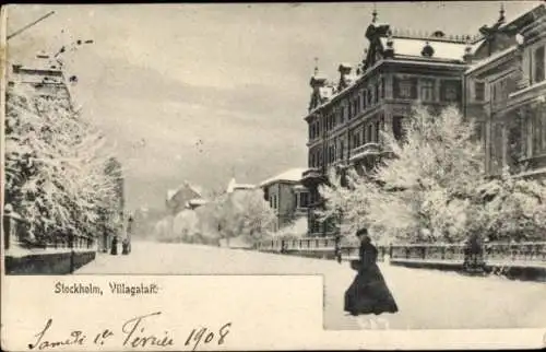 Ak Stockholm Schweden, Straßenpartie im Winter