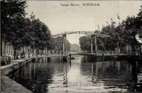 Ak Schiedam Südholland Niederlande, Lange Haven, Brücke