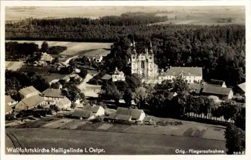 Ak Święta Lipka Heiligelinde Ostpreußen, Wallfahrtskirche, Fliegeraufnahme