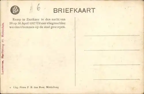 Ak Zierikzee Zeeland, Verwoeste perceelen in de Molenstraat, Zerstörung durch Bombenabwurf 1917 1.WK