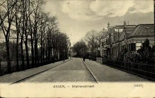 Ak Assen Drenthe Niederlande, Stationsstraat