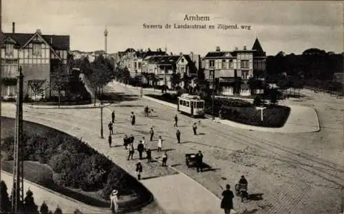 Ak Arnhem Brüssel Brüssel, Sweerts de Landasstraat und Zijpendweg, Straßenbahn