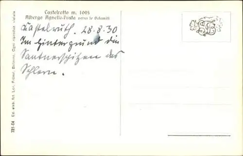 Ak Kastelruth Castelrotto Südtirol, Albergo Agnello-Posta