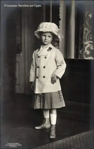 Ak Prinzessin Karoline zur Lippe, Standportrait