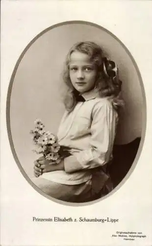 Passepartout Ak Prinzessin Elisabeth zu Schaumburg Lippe, Portrait
