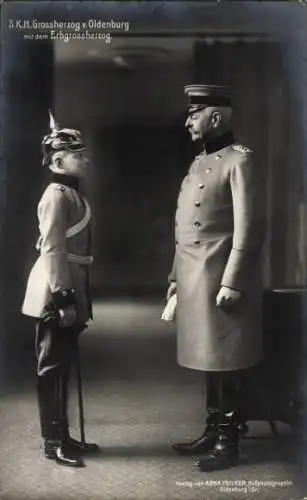 Ak Großherzog Friedrich August von Oldenburg mit dem Erbgroßherzog, Portrait