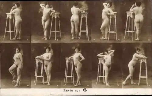 Foto Ak Erotik, Frauenakt, stehende nackte Frau, Busen