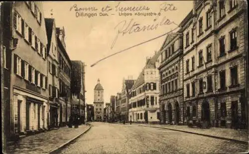 Ak Dillingen an der Donau in Nordschwaben, Untere Königsstraße, Tor