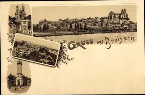 Litho Breisach am Oberrhein, Panorama, Tullaturm