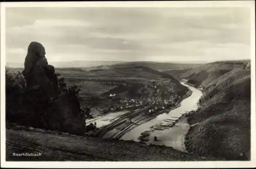 Ak Saarhölzbach Mettlach Saar, Totalansicht, Blick ins Tal zum Ort