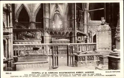 Ak City of Westminster London England, Westminster Abbey, Kapelle St. Edmund