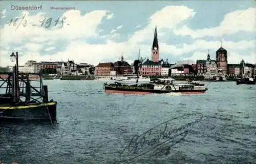 Ak Düsseldorf am Rhein, Rheinansicht, Schiffe