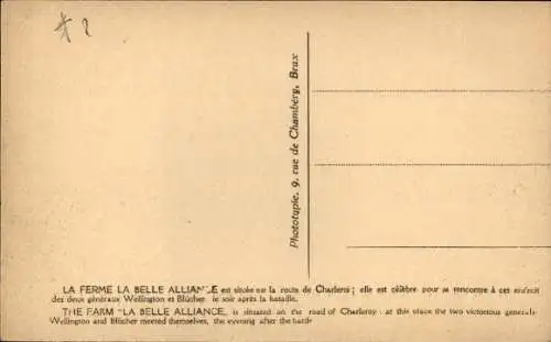 Ak Waterloo Wallonisch Brabant, Ferme La Belle Alliance