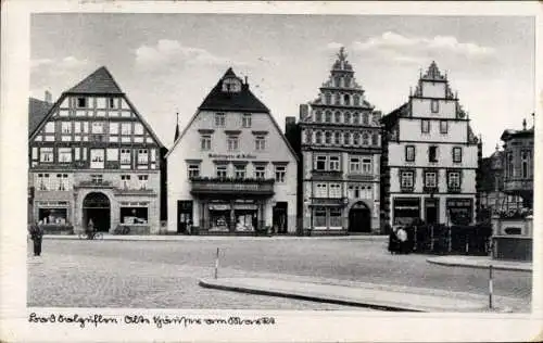 Ak Bad Salzuflen in Lippe, alte Häuser am Markt, Geschäfte