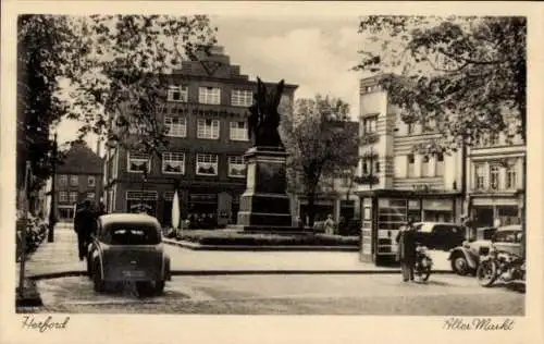 Ak Herford in Westfalen, Alter Markt, Denkmal, Haus der deutschen Arbeit