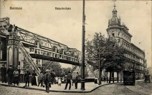 Ak Barmen Wuppertal, Adlerbrücke, Schwebebahn