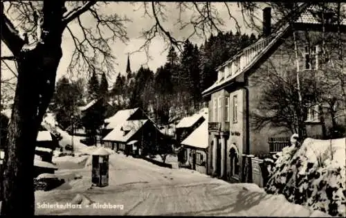 Ak Schierke Harz, Blick zum Kirchberg im Winter