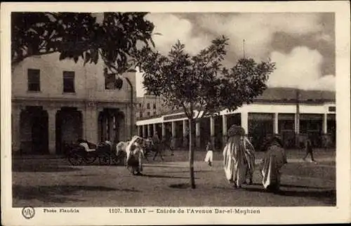 Ak Rabat Marokko, Eingang zur Avenue Dar el Maghzen