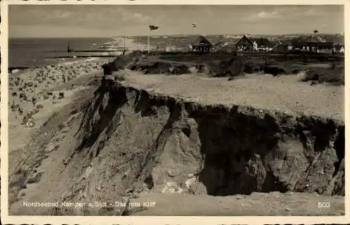 Ak Kampen auf Sylt Nordfriesland, Das rote Kliff, Strand