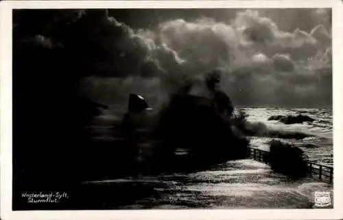Ak Westerland auf Sylt, Sturmflut