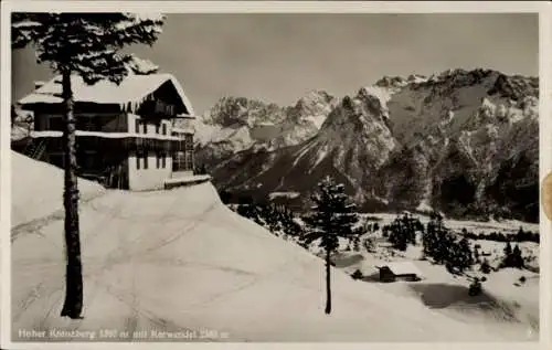 Ak Mittenwald in Oberbayern, Hoher Kranzberg, Winteransicht, Karwendel