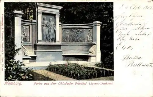 Ak Hamburg Nord Ohlsdorf, Das Lippert Denkmal auf dem Friedhof