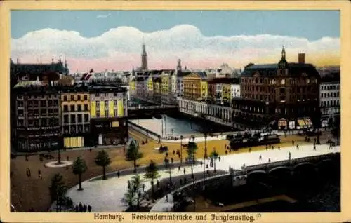 Ak Hamburg Mitte Neustadt, Jungfernstieg, Reesendammbrücke